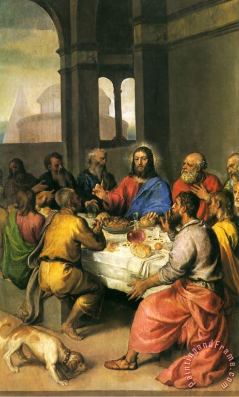 The Last Supper [detail] painting - Titian The Last Supper [detail] Art Print